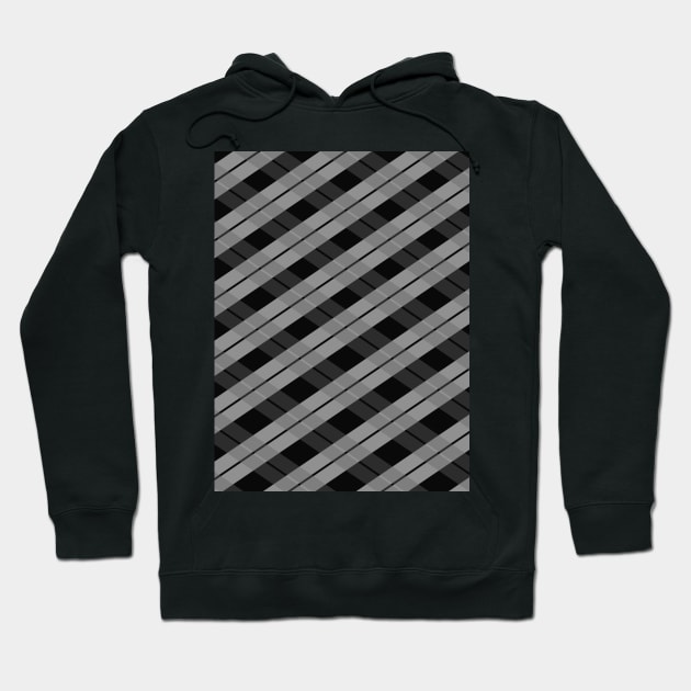 Crossed checked black tone pattern Hoodie by Spinkly